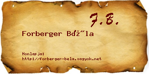 Forberger Béla névjegykártya