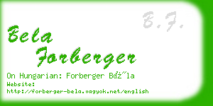 bela forberger business card